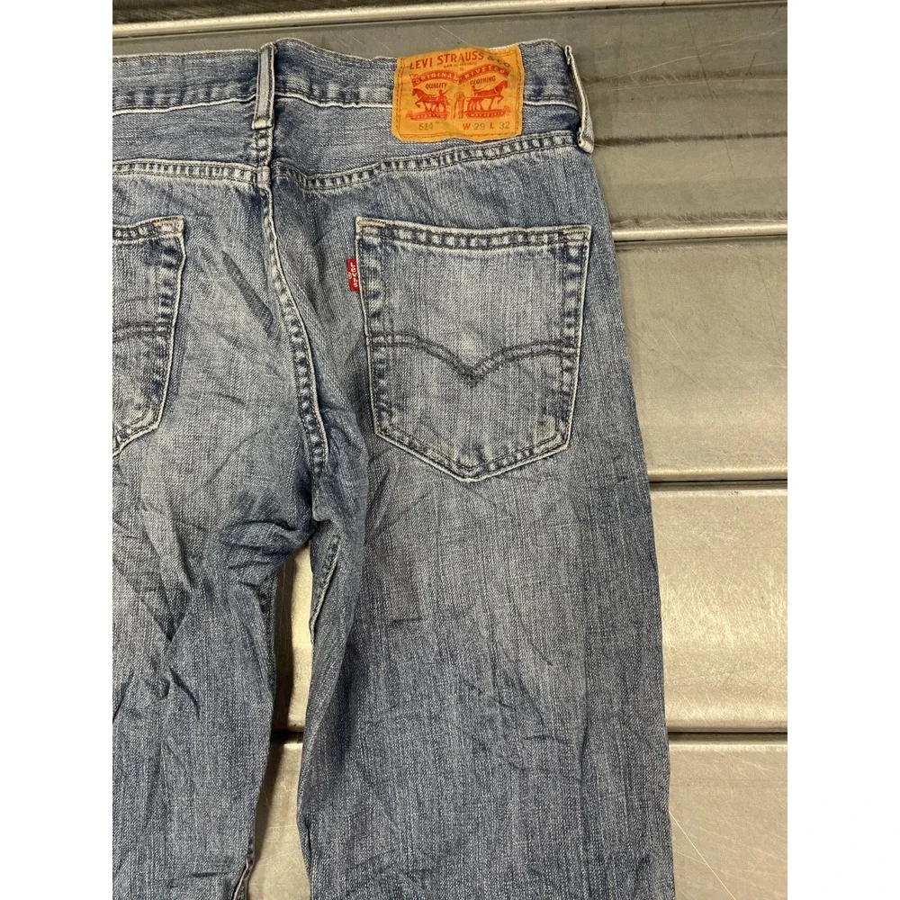 Levis 514 Jeans Mens 29X32 Blue Medium/Light Wash Denim Straight Leg 100% Cotton